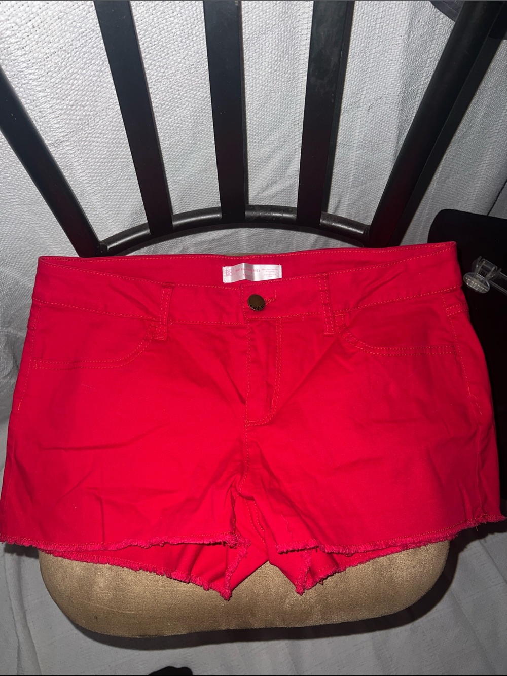 No Boundaries Bright Red Denim Cutoff Shorts